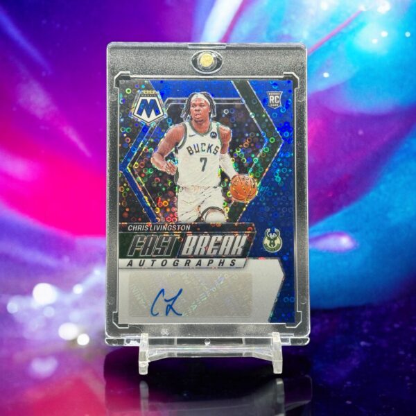 2023-24 Panini Mosaic - Autographs Fast Break Roookie - Blue Prizm 2/25 #FB-CLI - Chris Livingston